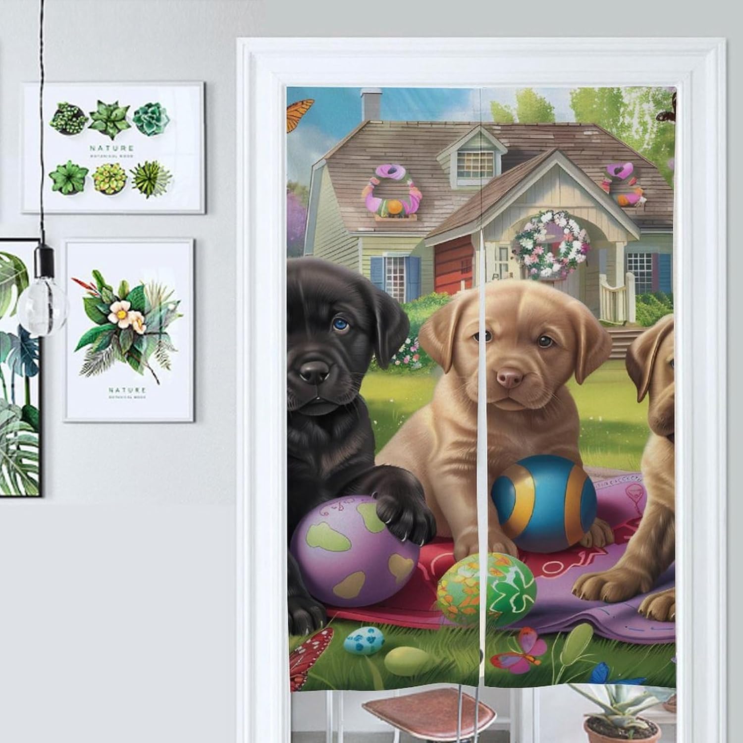 Puppies Play Tlme Door Curtain Blackout Door Cover Doorway Curtain Door Screen for Home Accessories