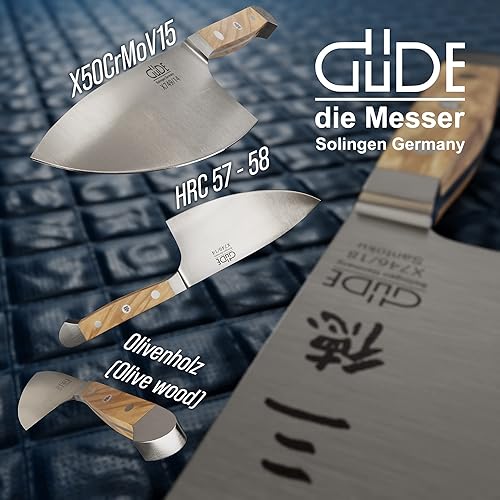 Miniatura 3 de Güde Alpha Olive Series Cuchillo para hierbas forjado/afilado a mano, 5 pulgadas, acero endurecido en hielo, fabricado en Solingen, Alemania desde