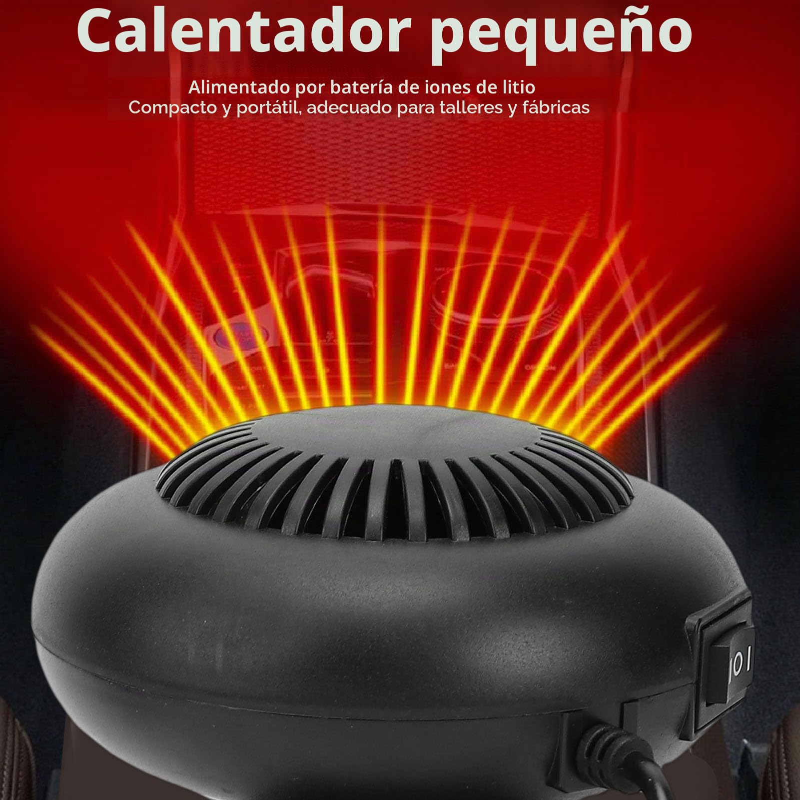 Fockety Calentador de Espacio Portátil con Batería, Descongelador de Ventana de Coche Recargable de 170 W con ángulo Ajustable, Calentador de Espacio Inalámbrico para Coches, Oficina