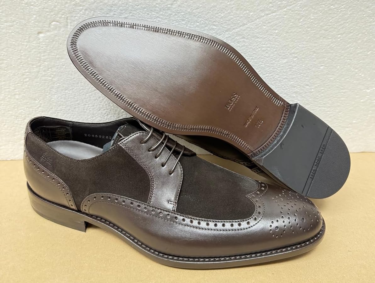 Amazon.com | Hugo Boss Men's Branno Leather Fashion Oxford Shoes Size US  11.5 Dark Brown Made in Italy | Oxfords