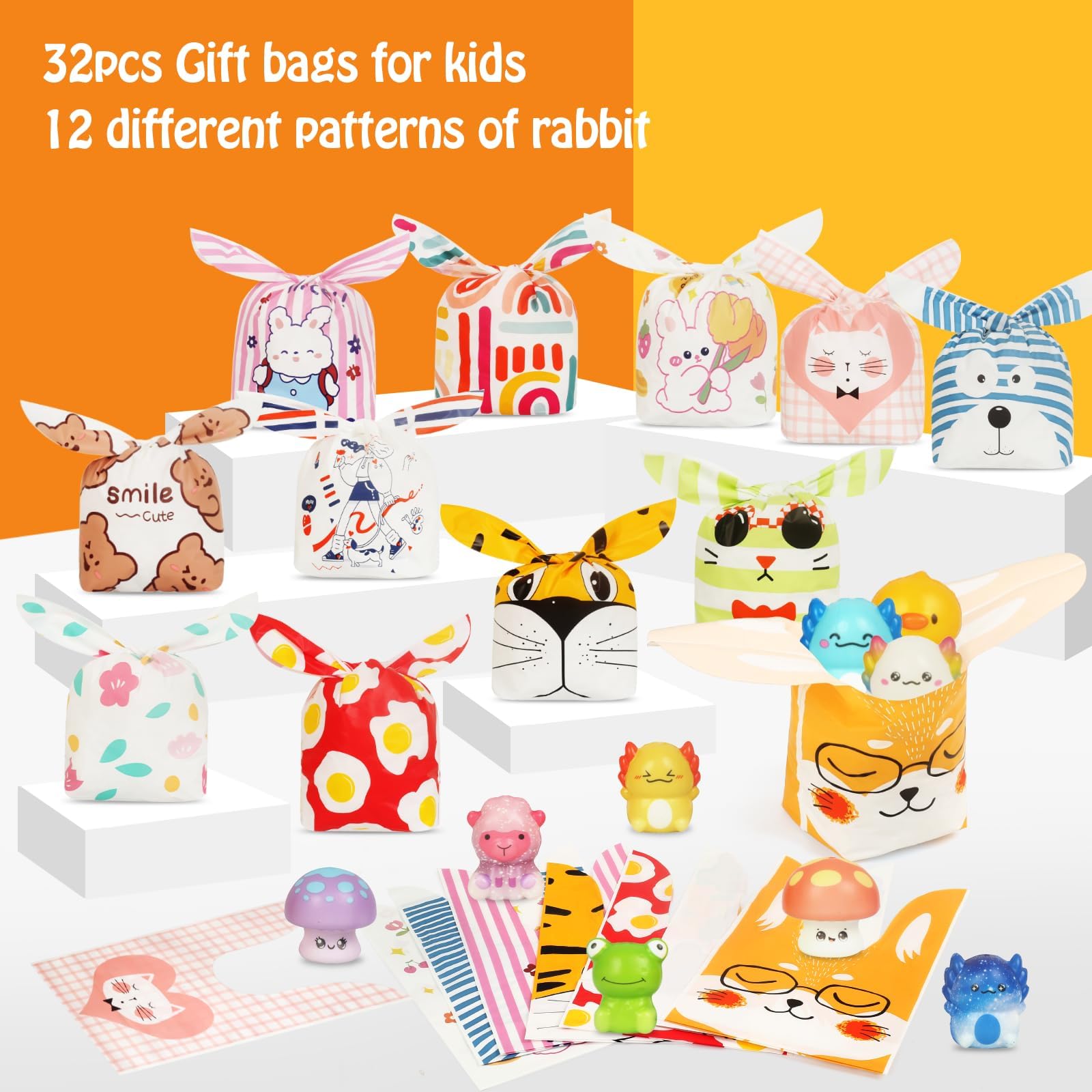 Set 24 Squishy Animaletti Morbidi + Sacchetti Regalo Singoli – Gioco Antistress Per Bambini, Regalini Compleanno E Feste