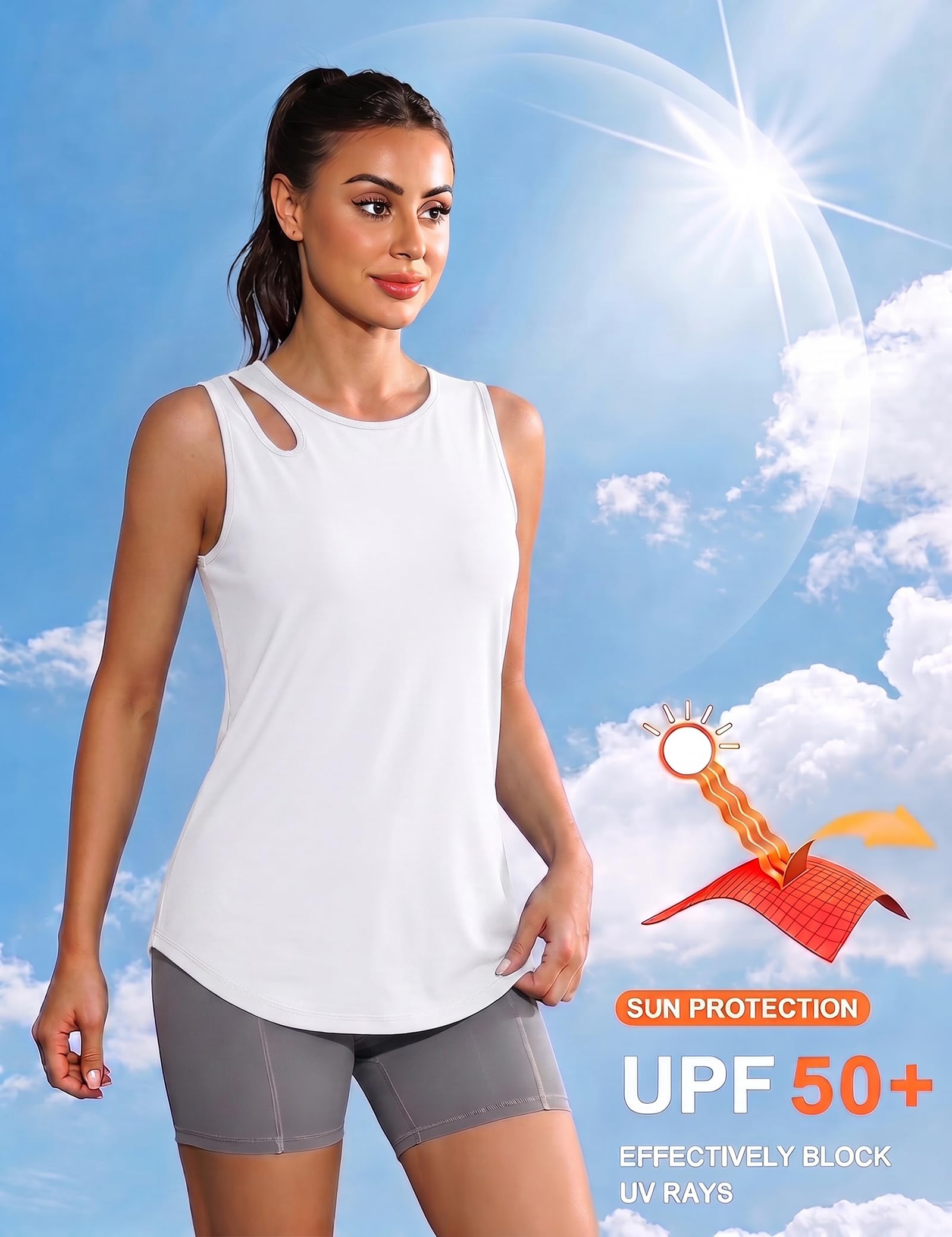 Gyabnw Camiseta Tirantes Mujer Deportiva Cuello Redondo Camiseta sin Mangas Ligero y Transpirable Tops Casuales para Todos los Días Ideal para Ejercicio