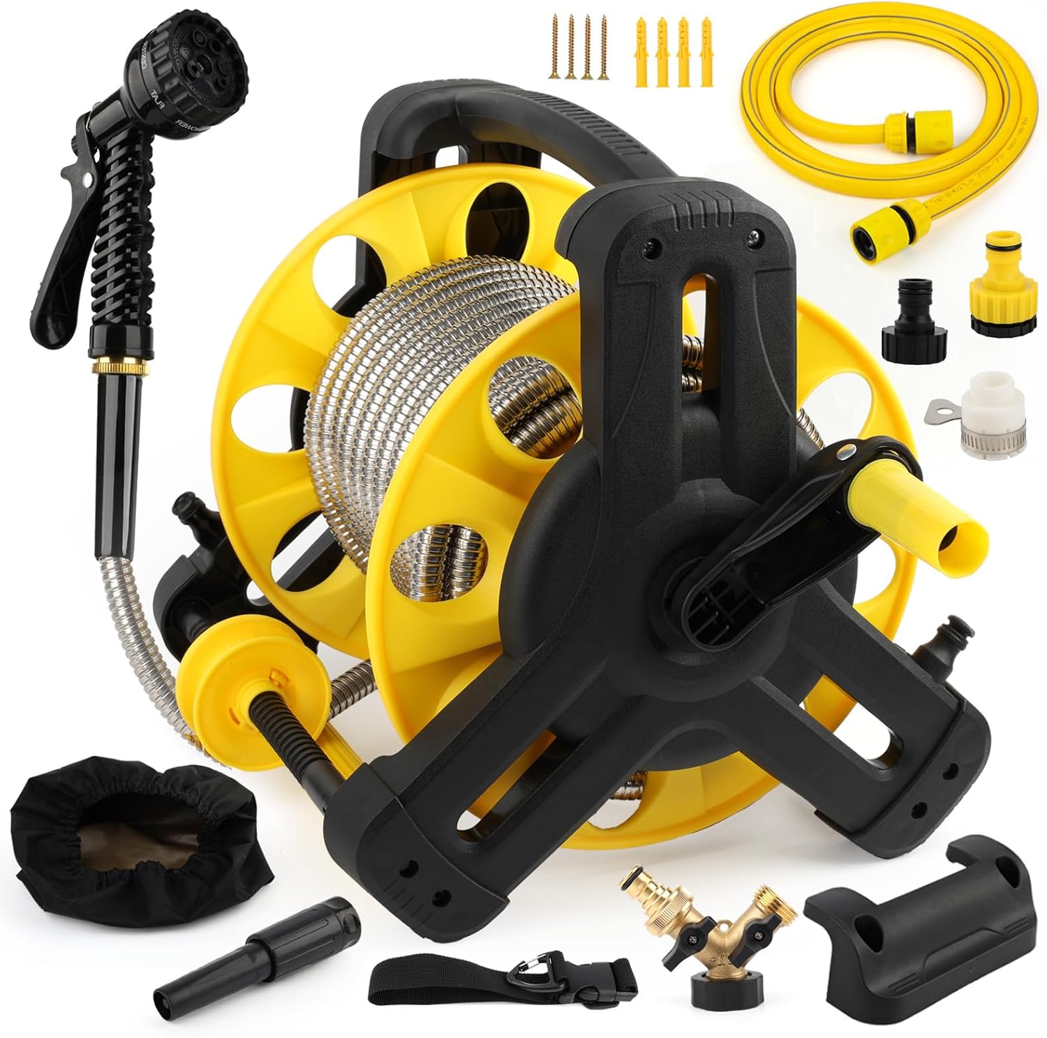 Garden Hose 100FT - 304 Stainless Steel Metal Water Hose, Flexible, Kink-Free, Lightweight, Durable, Crush Resistant Fittings, Easy to Coil, 500 PSI