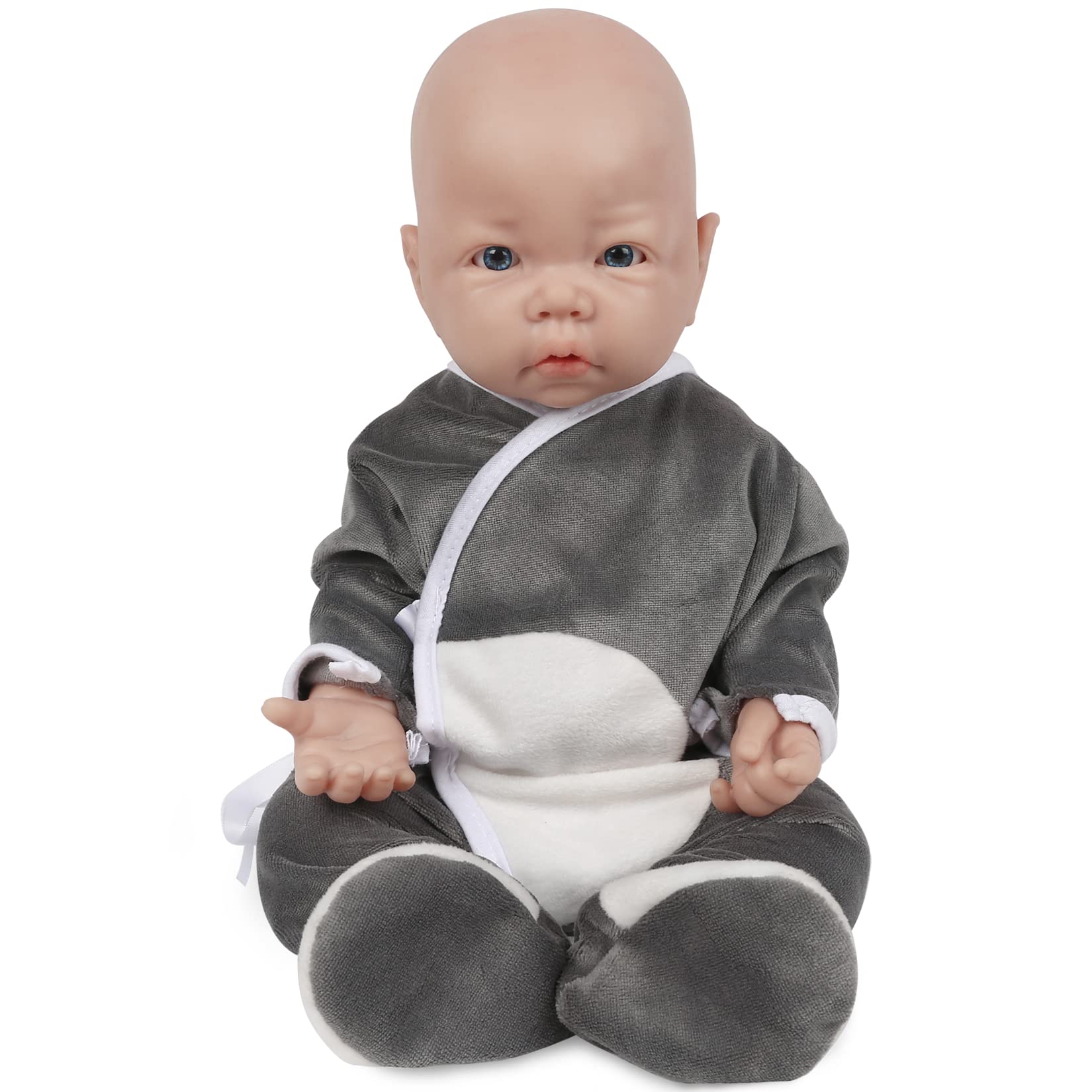 Vollence 17 inch Full Body Silicone Baby Doll That Look Real Boy,Eyes Open Realistic Reborn Real Lifelike Baby Dolls - Boy