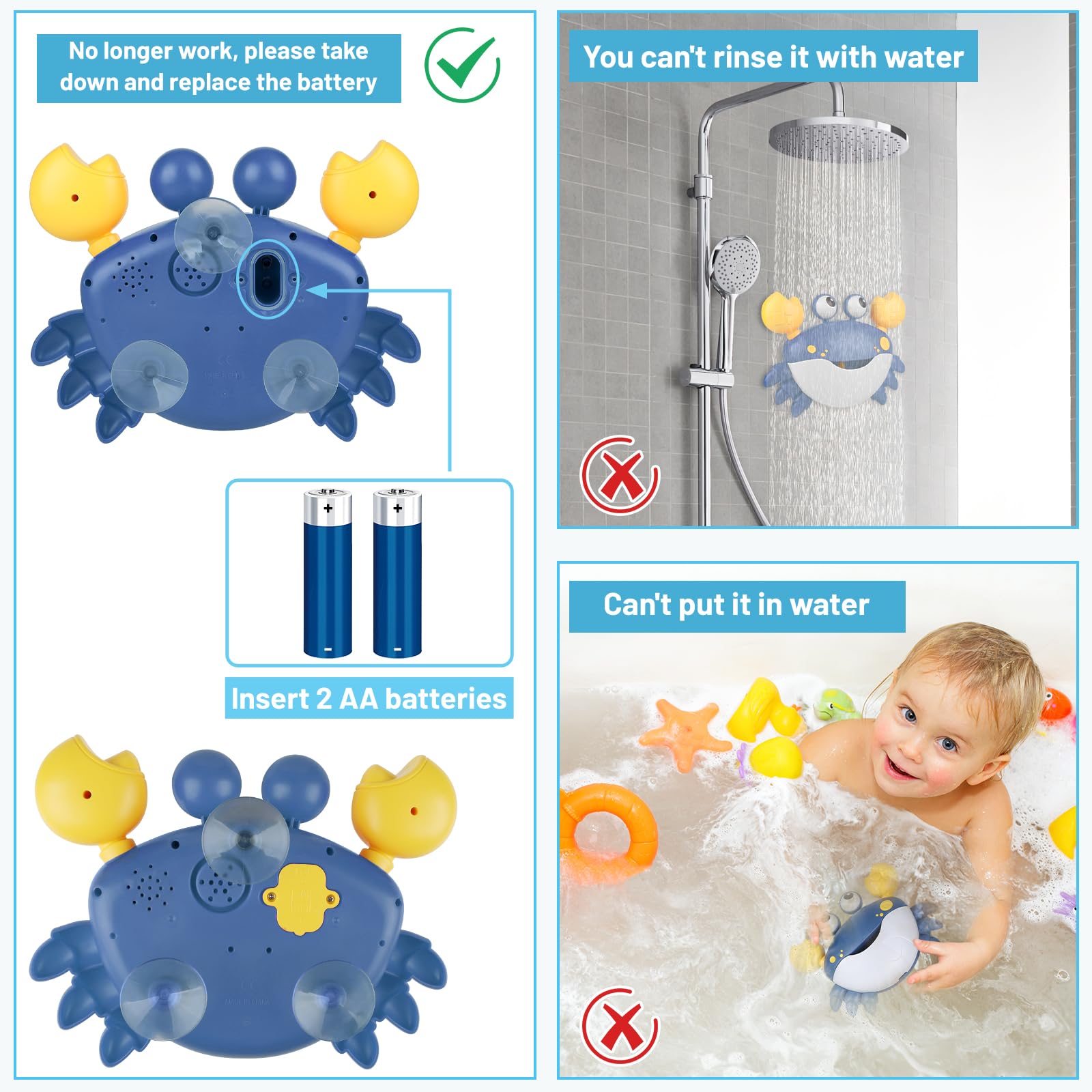 Krabbel-Krabbe Badespielzeug Mit Musik & Blasen - Badespaß Für Kinder 1-4 Jahre