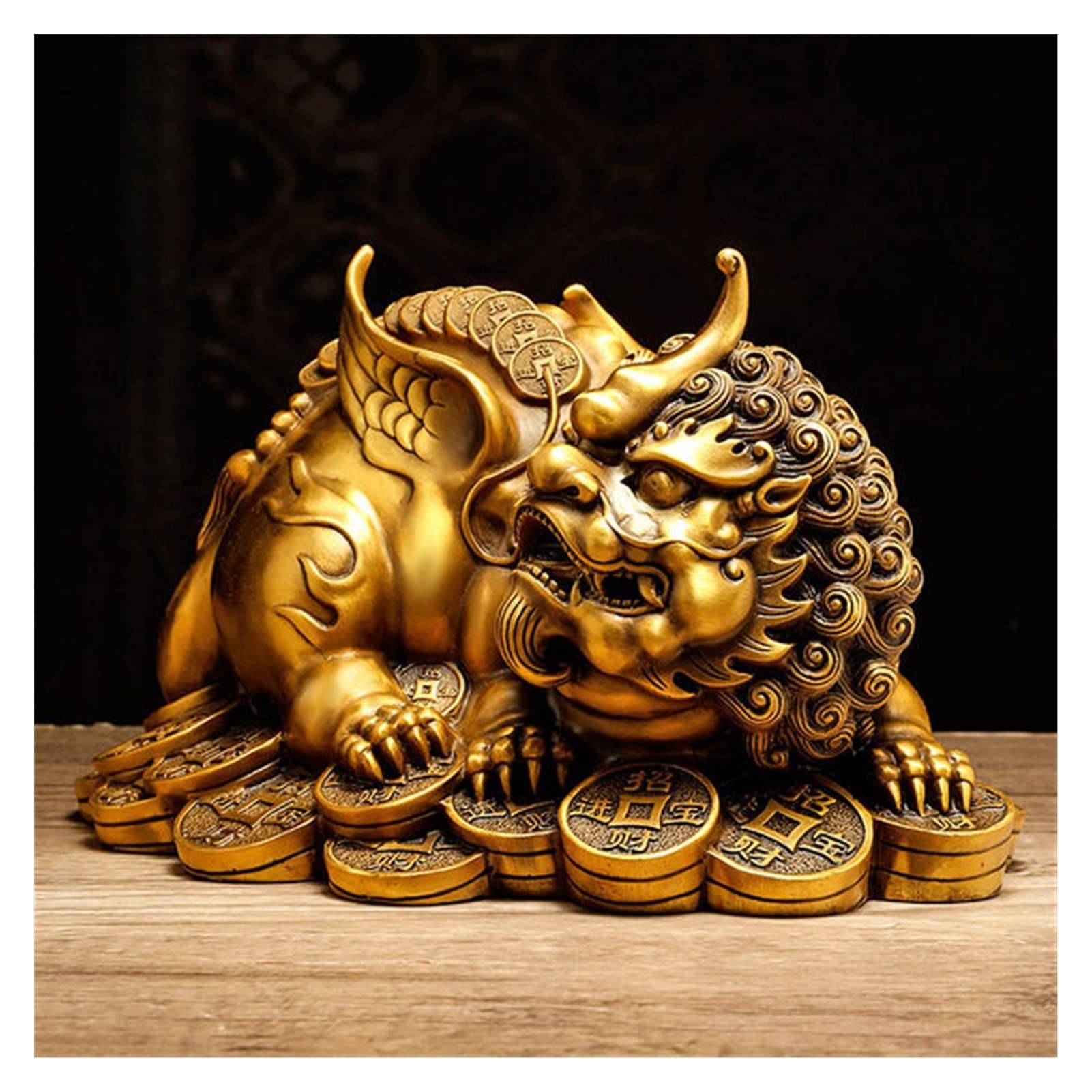 SnamicE Sculpture Decor Lucky Brass Pixiu Ornaments Pixiu Office Desktop Living Room Gathering Money Decoration Housewarming Crafts Ornaments Statue Decoration,