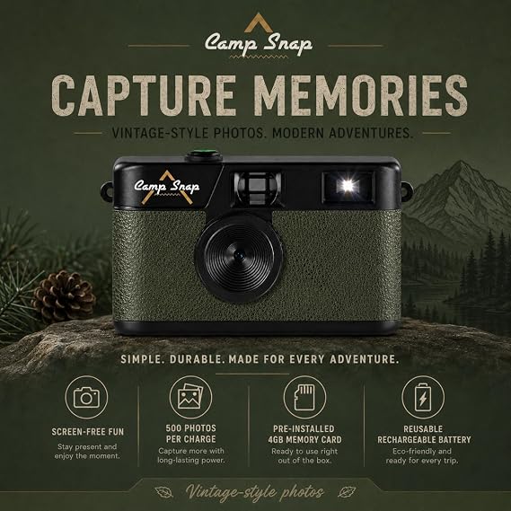 Screen-Free Digital Camera by Camp Snap