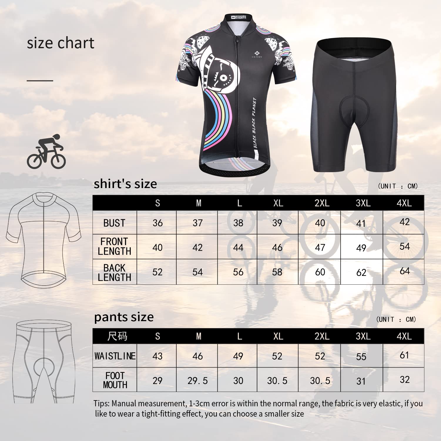 Maillot Cyclisme Enfant Unisexe Élastique Chemise à Manches Courtes et Cuissard VTT Rembourré Confortable à Séchage Rapide pour Garçon Fille