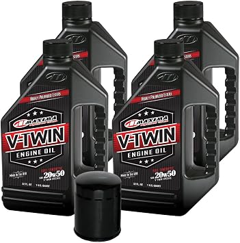 MaxHiflo Full Synthetic 20w50 Engine Oil Change Kit 4 Quarts for Harley Davidson Sportster V-Twin VTEOCK10