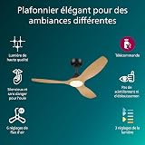 Philips Olas Ceiling Fan, 3 Blades, 24W LED Light, DC Motor, Color Temperature Range (3000K-4300K-6500K) with Dimmable Function, Remote Included, 52", Black and Wood - 2