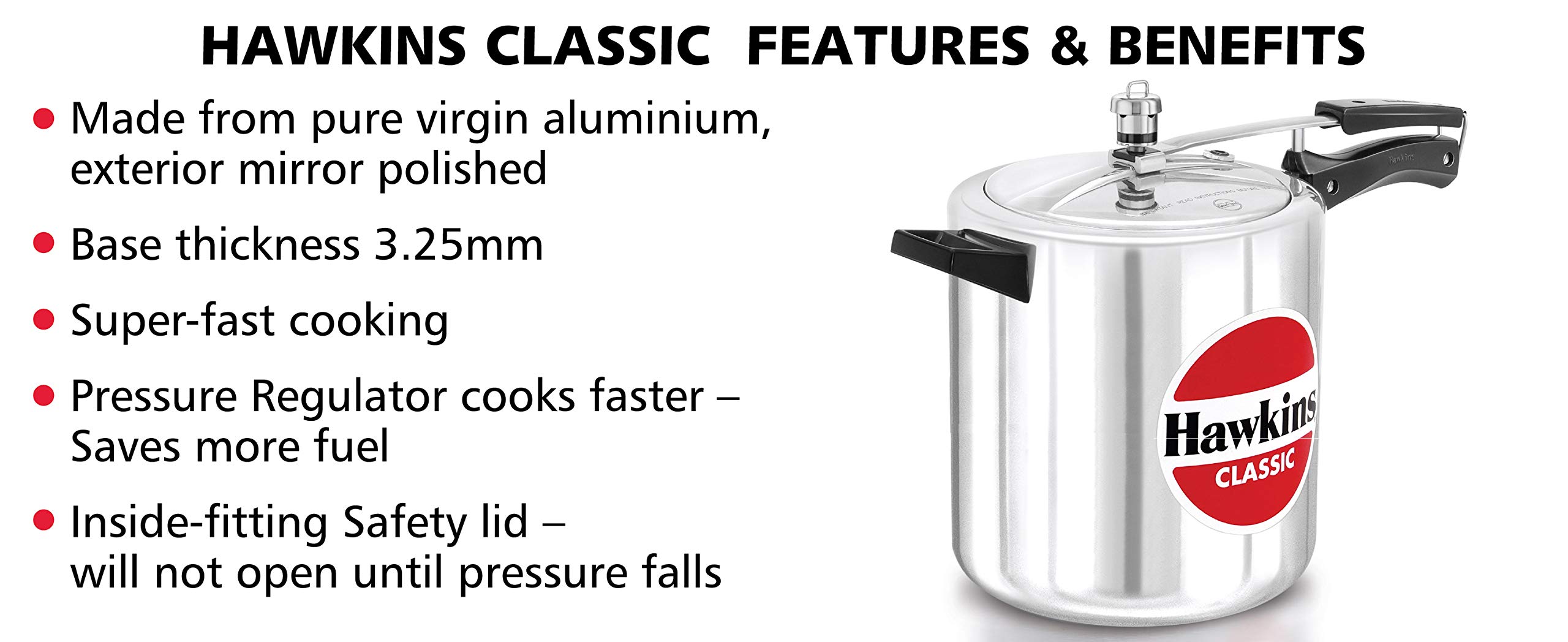 Olla a presión de aluminio Hawkins clásica de 8 litros, paquete con libro de cocina LSL