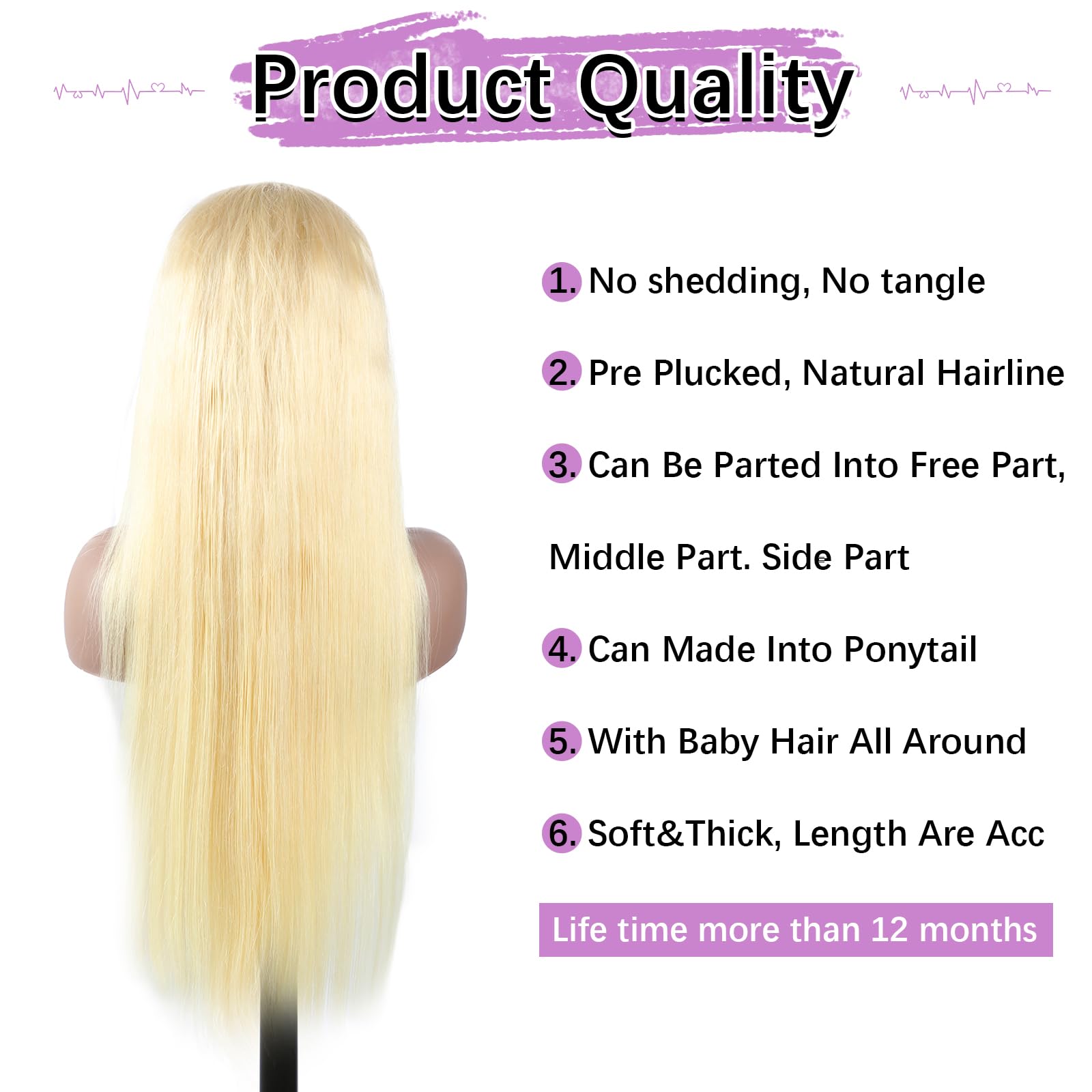 613 Blonde 13x6 Lace Front Wig Human Hair Deep Wave 26 Inch 180% Density 613 HD - View #2