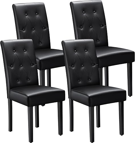 Vista 10 de Furmax Juego de 2 sillas de comedor ergonómicas, sillas de comedor de piel sintética, sillas de cocina con botones copetudos con patas de madera