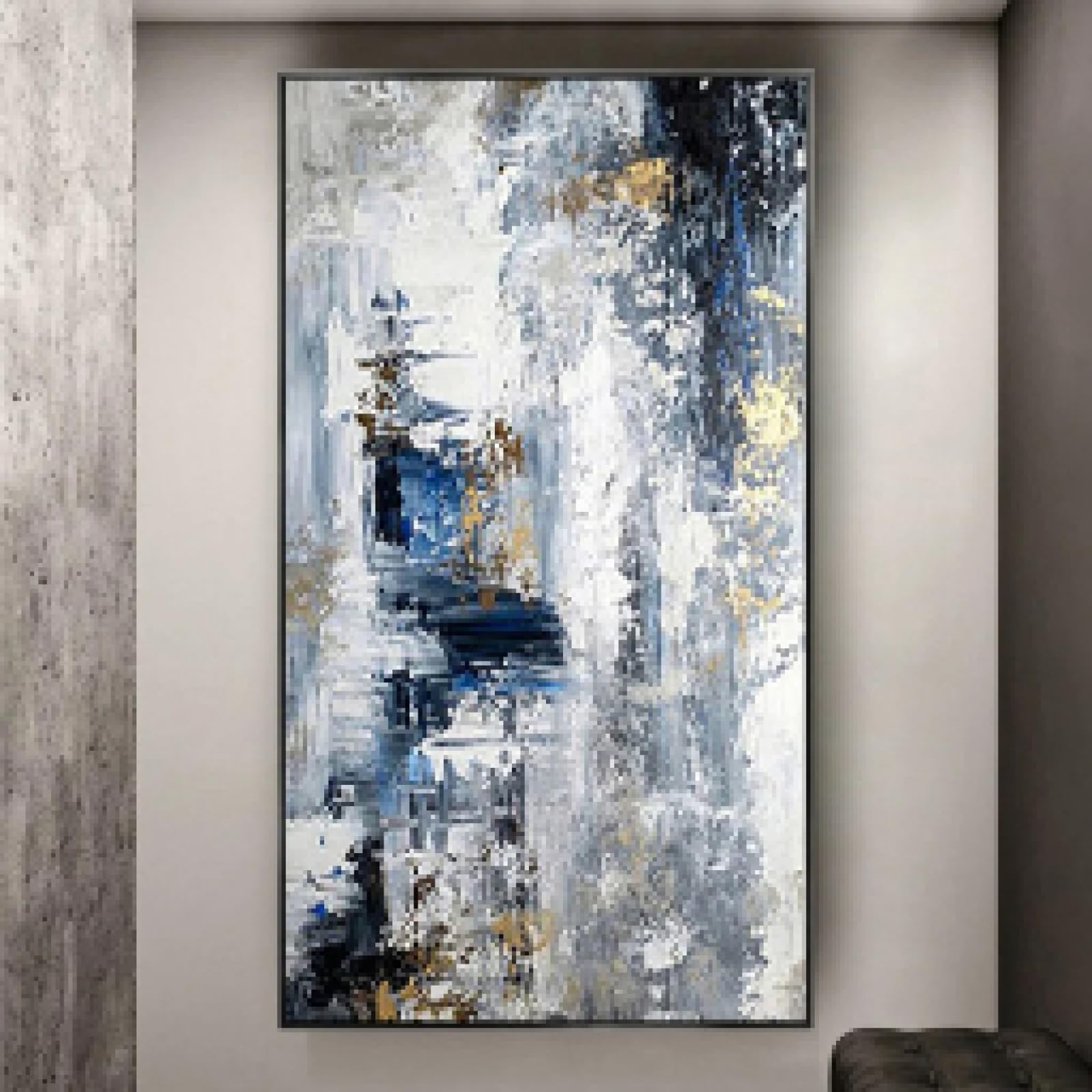 ZHMANLUCK Duże obrazy do salonu dekoracja ścienna abstrakcyjne obrazy olejne na płótnie styl nordycki sztuka ścienna plakat nowoczesna dekoracja domu 95 x 193 cm / (37 x 76 cali) z czarną ramą