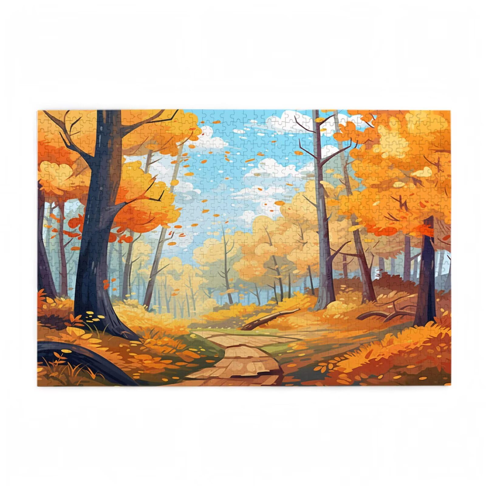 5000 sztuk puzzli dla dorosłych, kreatywne niemożliwe puzzle dla dorosłych początkujących, duża drewniana układanka z plakatem i pudełkiem do przechowywania, prezenty dla kobiet, motyw: jesień i