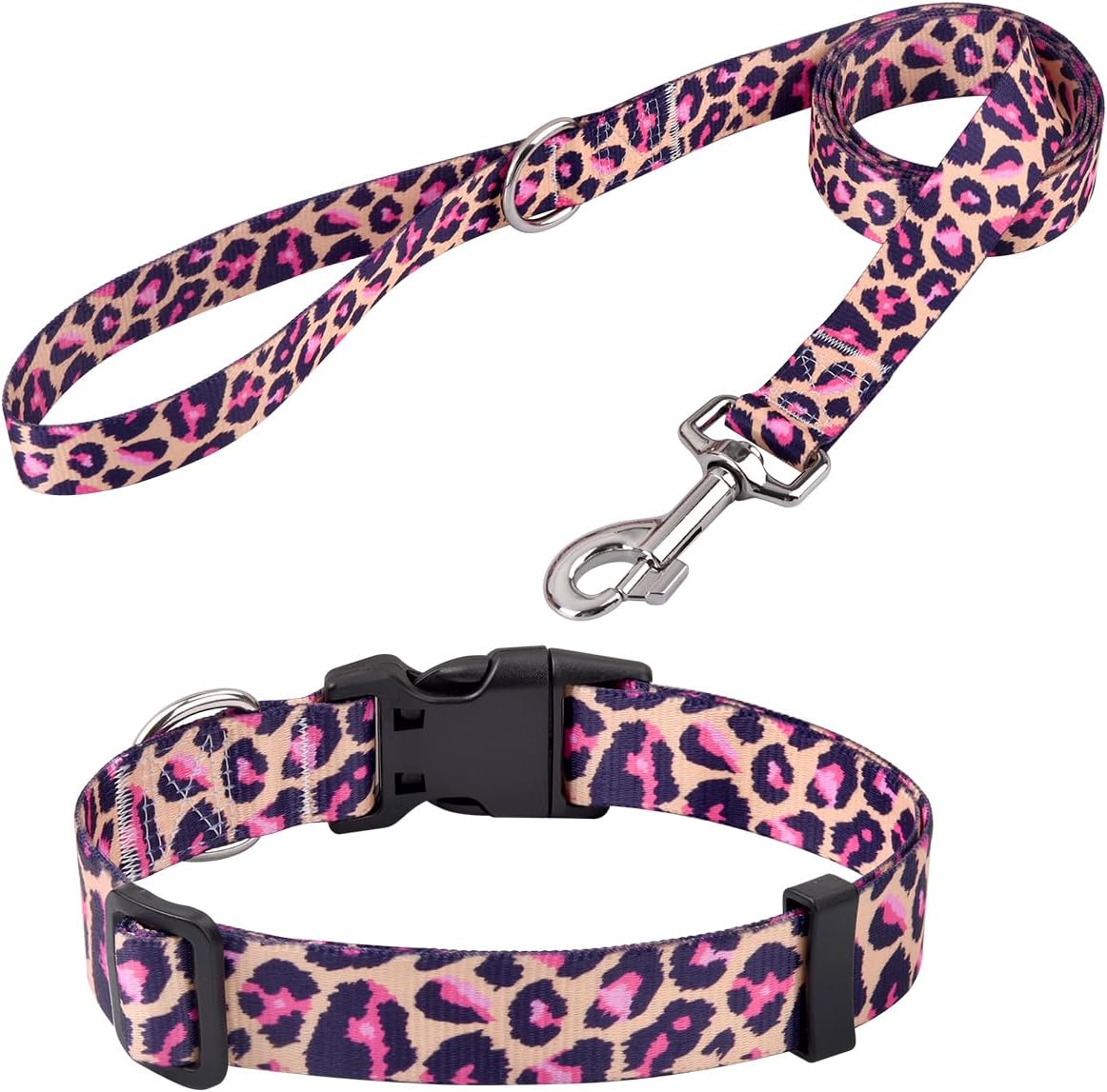 Mihqy Dog Collar and Leash Set with Bohemia Floral Tribal Geometric Patterns Soft