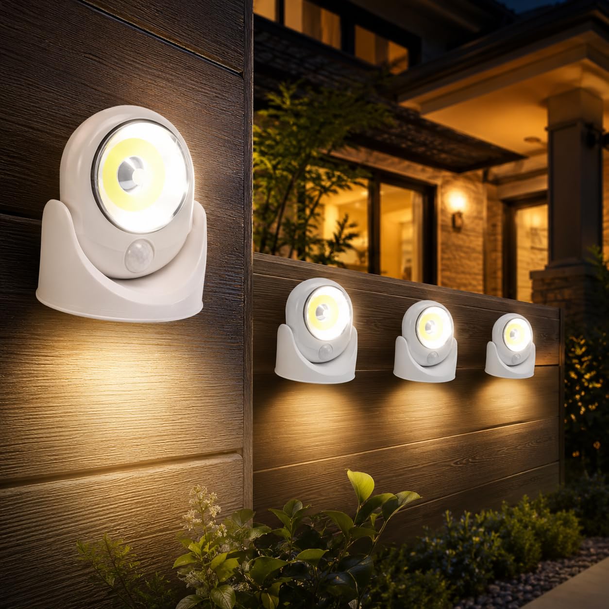 Kinberry Motion Sensor Lights Outdoor, Battery Powered Security Lights Outdoor Motion Sensor, 120lm 6500k Outside Lights with Sensor Spotlight Outdoor for Patio Yard Garage Garden Pathway Porch