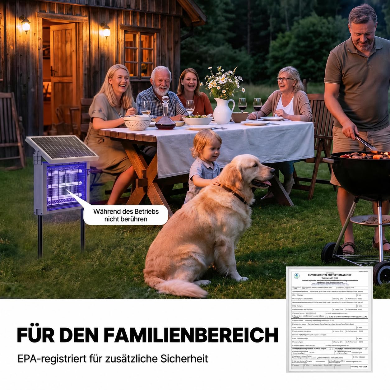 OGERY Solar Insektenvernichter für Außen, 3500V Mückenlampe, IPX4 spritzwassergeschützt, mit Auto Ein/Aus, USB-C & Solarbetrieb, für Garten, Terrasse, Garage & Camping