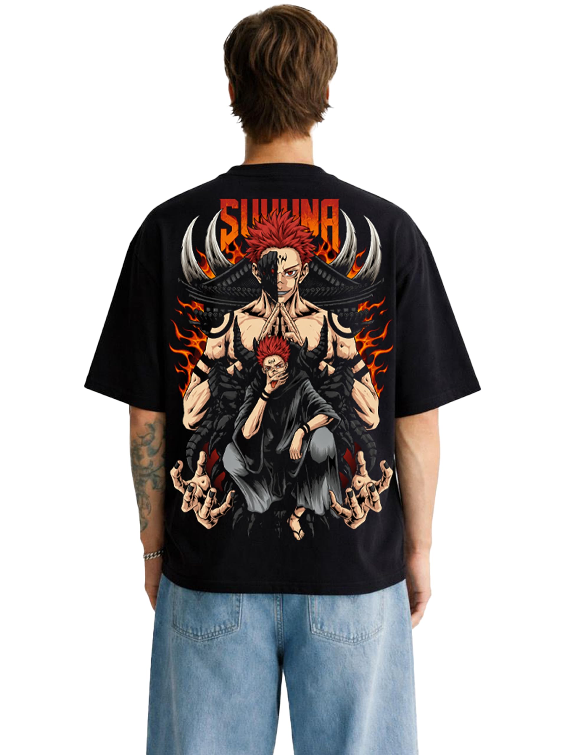 Sukuna Graphic Oversized Black T-Shirt for Men