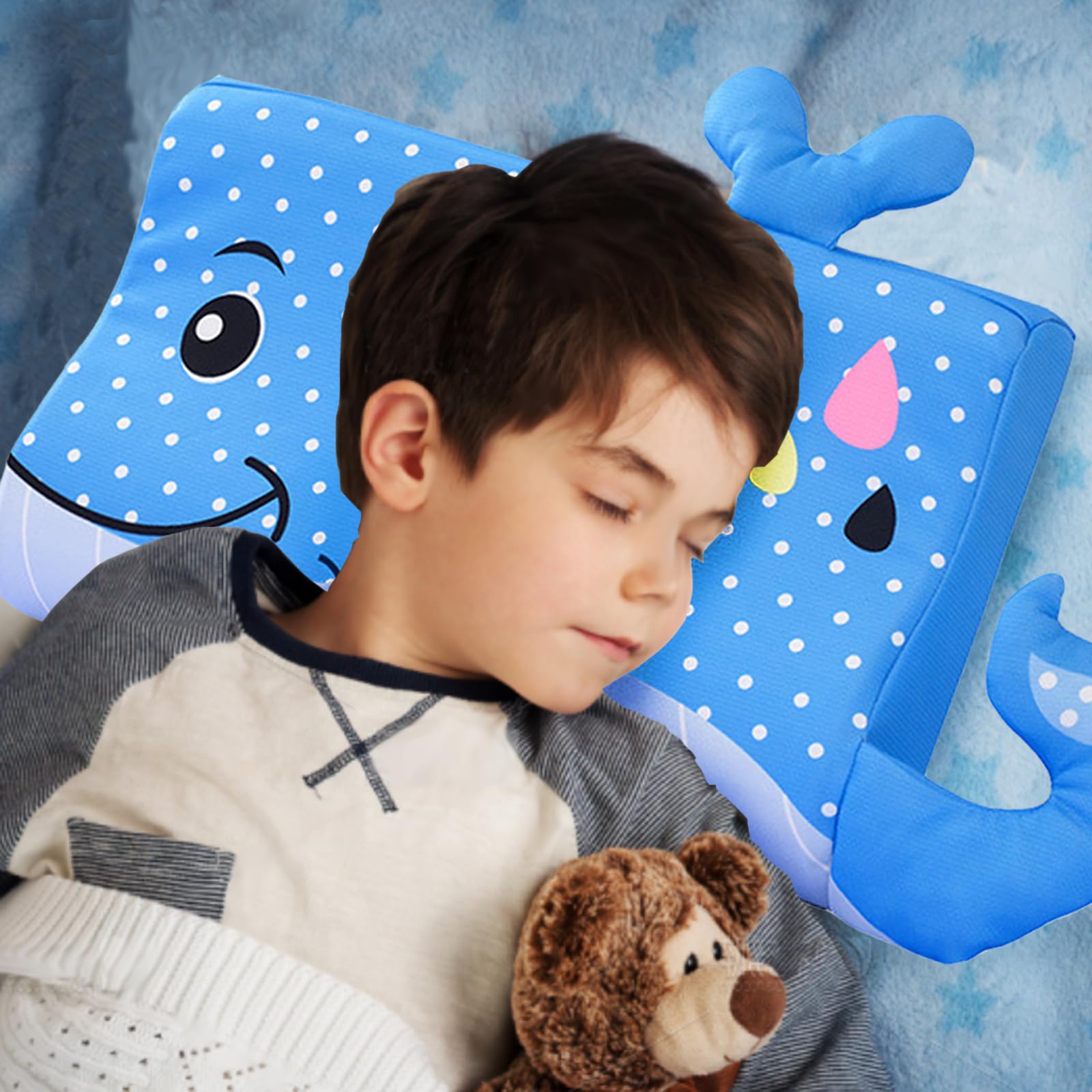 LUKIUP Cuscino Asilo 3-6 anni con Federa, Cuscino Bambini Cuscino Bambino, Con Animali Kawaii, Ergonomico, Traspirante e Delicato Sulla Pelle, Lavabile a Partire dai 3 Anni in su