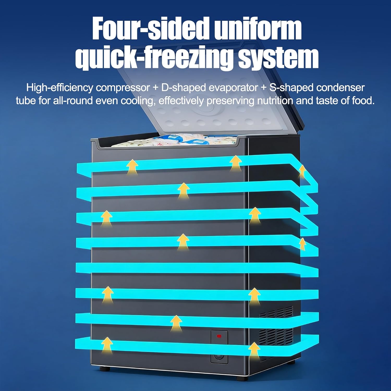 4.5 Cu. Ft. Small Chest Freezer, Top Door, Mini Deep Freezer,Metal, Freestanding with Removable Basket, for Home Kitchen Office (BLACK, 4.5Cu.ft)