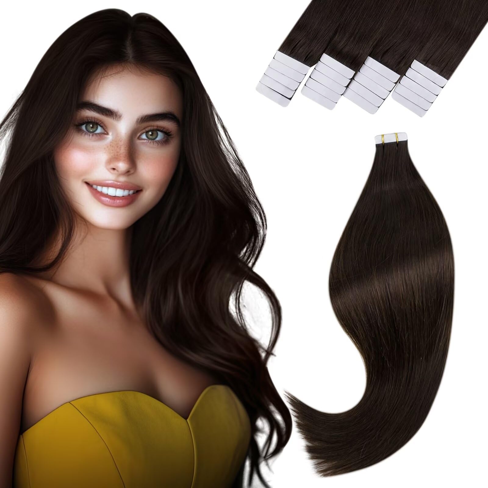 Vivien Brown Clip in Hair Extensions Darkest Brown to Light Brown Balayage Hair Extensions for Women Clip in Hair Extensions Human Hair 22 Inch 120g 7pcs #2/8/2 — view 9