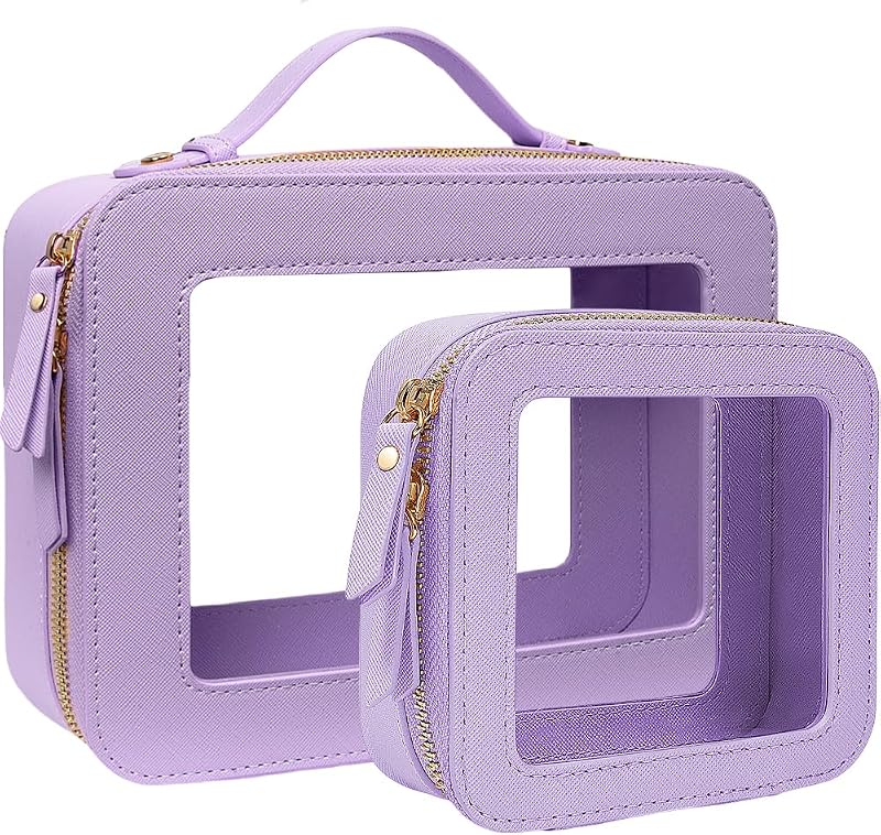 FFpaw Kit de necessaires transparentes para maquiagem com zíper, modelo CLEAR