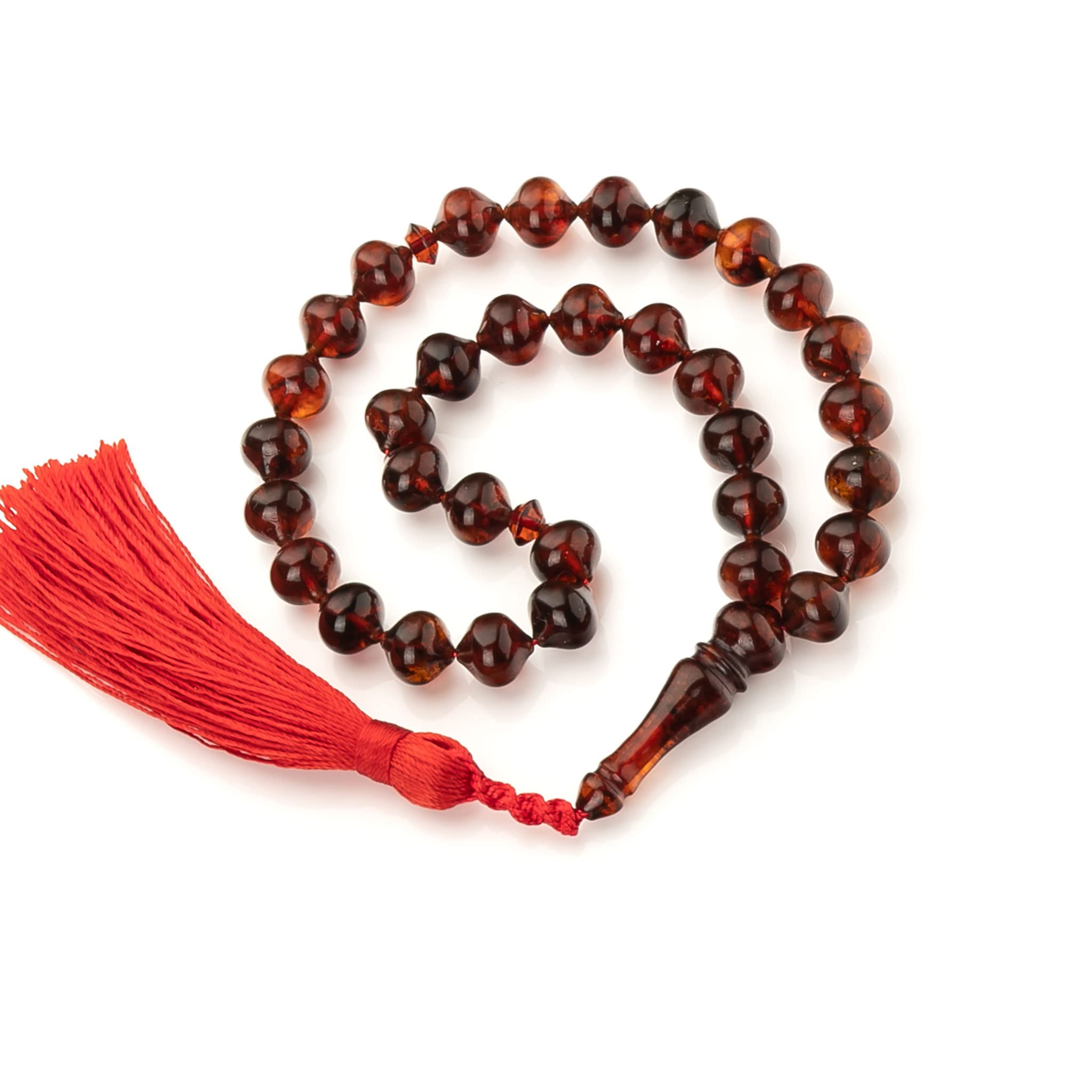 Amber Tasbih|Ręcznie robione|Bursztynowy Różaniec Muzułmański| Islamskie Koraliki Modlitewne,18g|Bernstein Tasbih|Bernstein Rosenkranz|Kahrman|Muzułmański Prezent