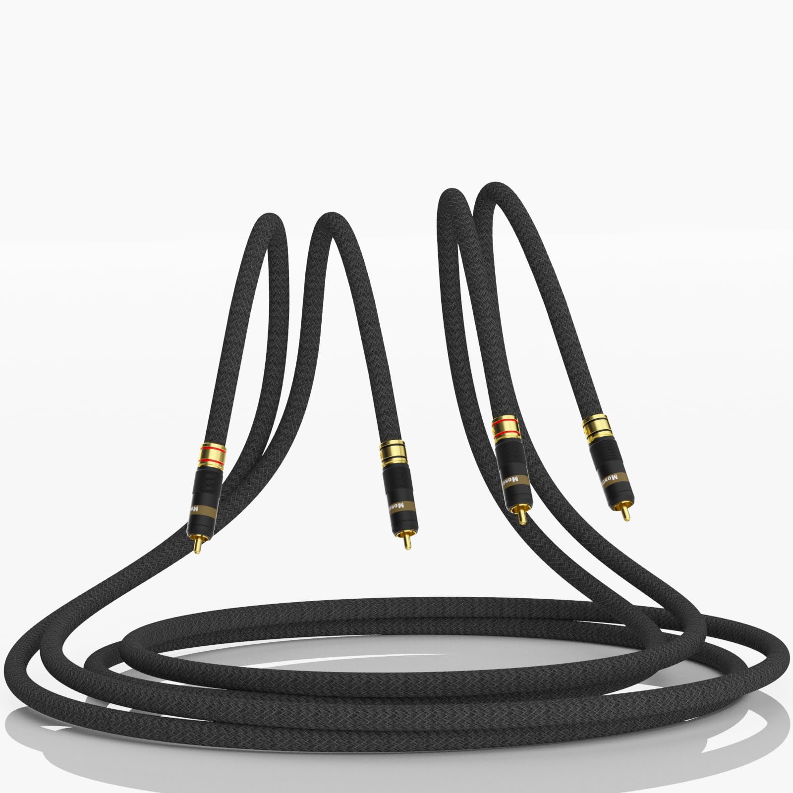 Monosaudio Cable RCA para audiófilo de 17 AWG, cable de audio equilibrado OFC, cobre chapado en oro, interconexión RCA 2RCA macho a 2RCA macho, cable de señal para cine en casa, HDTV, amplificadores,