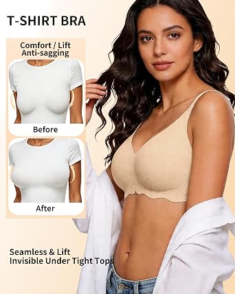 Wireless Jelly Bras for Women, Full Coverage Comfortable
