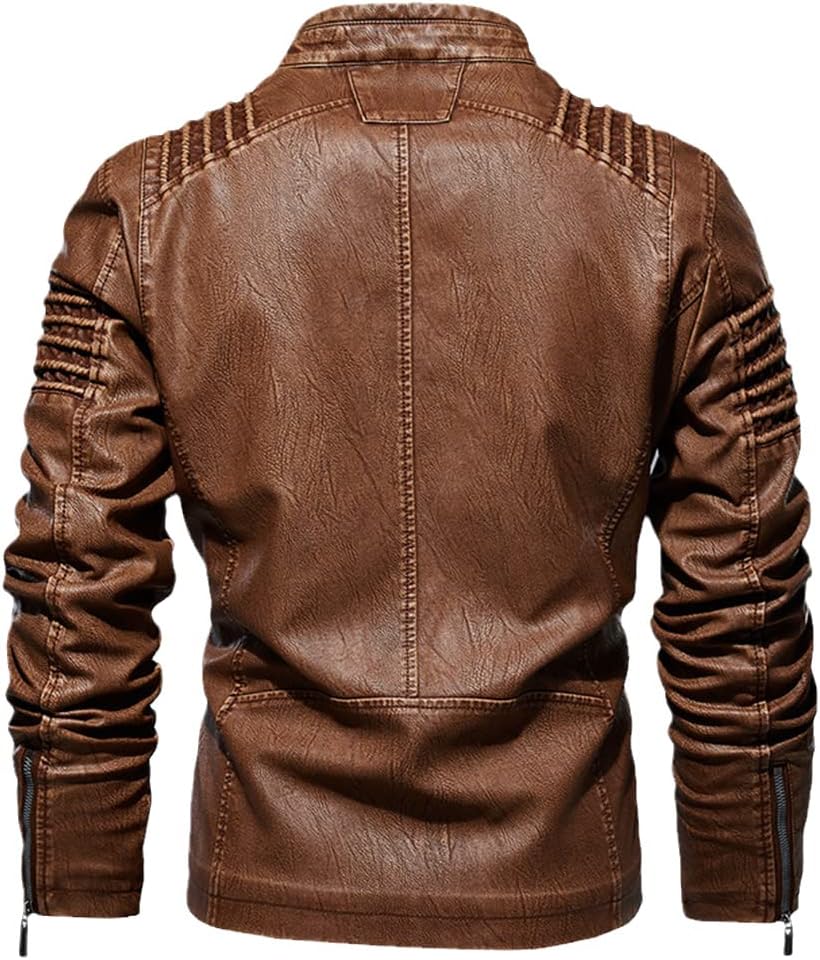 Mens Leather Jackets Overcoat Autumn Winter Motorcycle Faux Jacket Coat