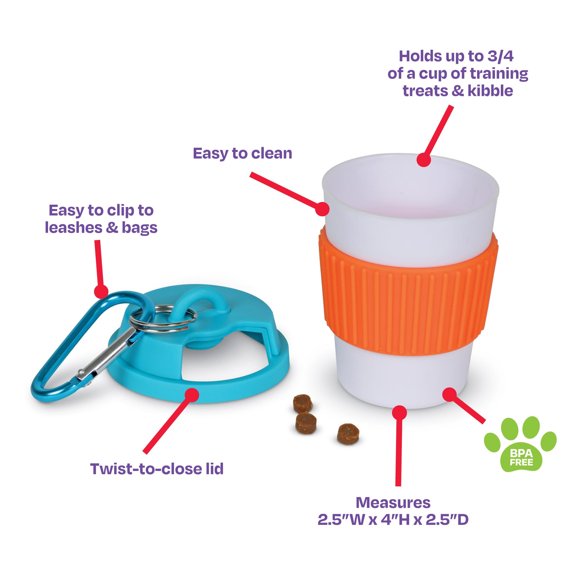 Brightkins Let’s Go Treat Holder, Dog Treat Holder, Walking Accessories, Dog Travel Accessories, 1 Piece, Multi - Image 2