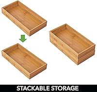 Vista 5 de mDesign Organizador de cajones de madera de bambú, bandeja de almacenamiento apilable de 12 pulgadas de largo para cajones de cocina/gabinete
