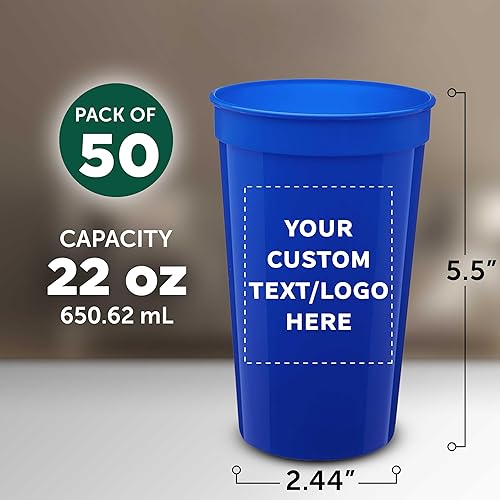 Miniatura 110 de DISCOUNT PROMOS Vasos de plástico personalizados para estadios, 22 onzas, juego de 10, paquete personalizado a granel, perfecto para cumpleaños