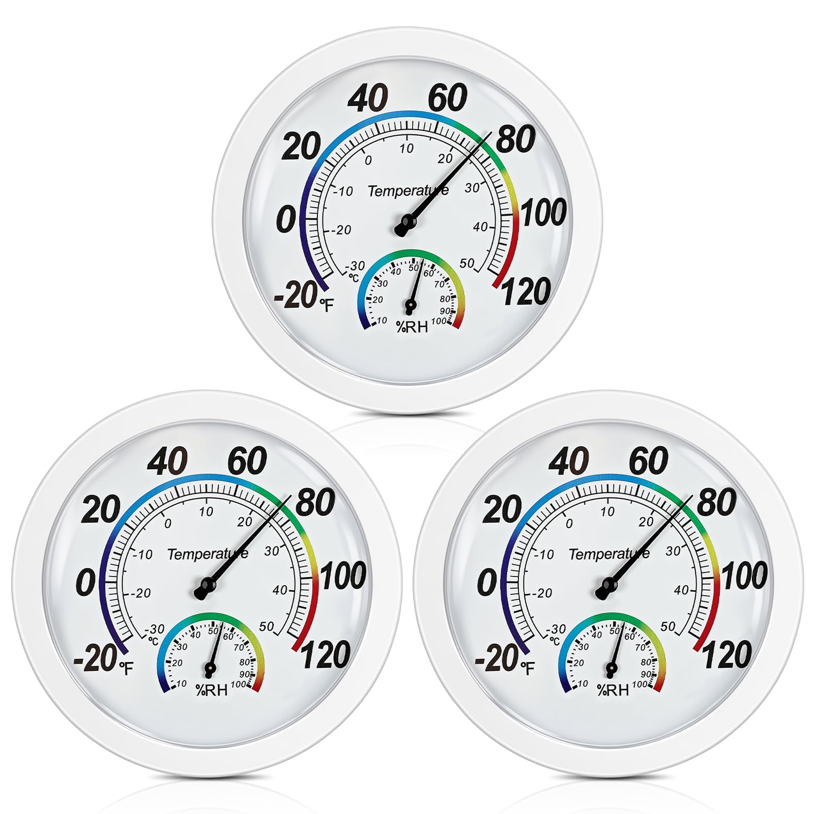 Weewooday 3 termometri 2 in 1 per interni ed esterni, mini igrometro per temperatura e umidità, monitor per casa, ufficio, parete (bianco, 15,2 cm)