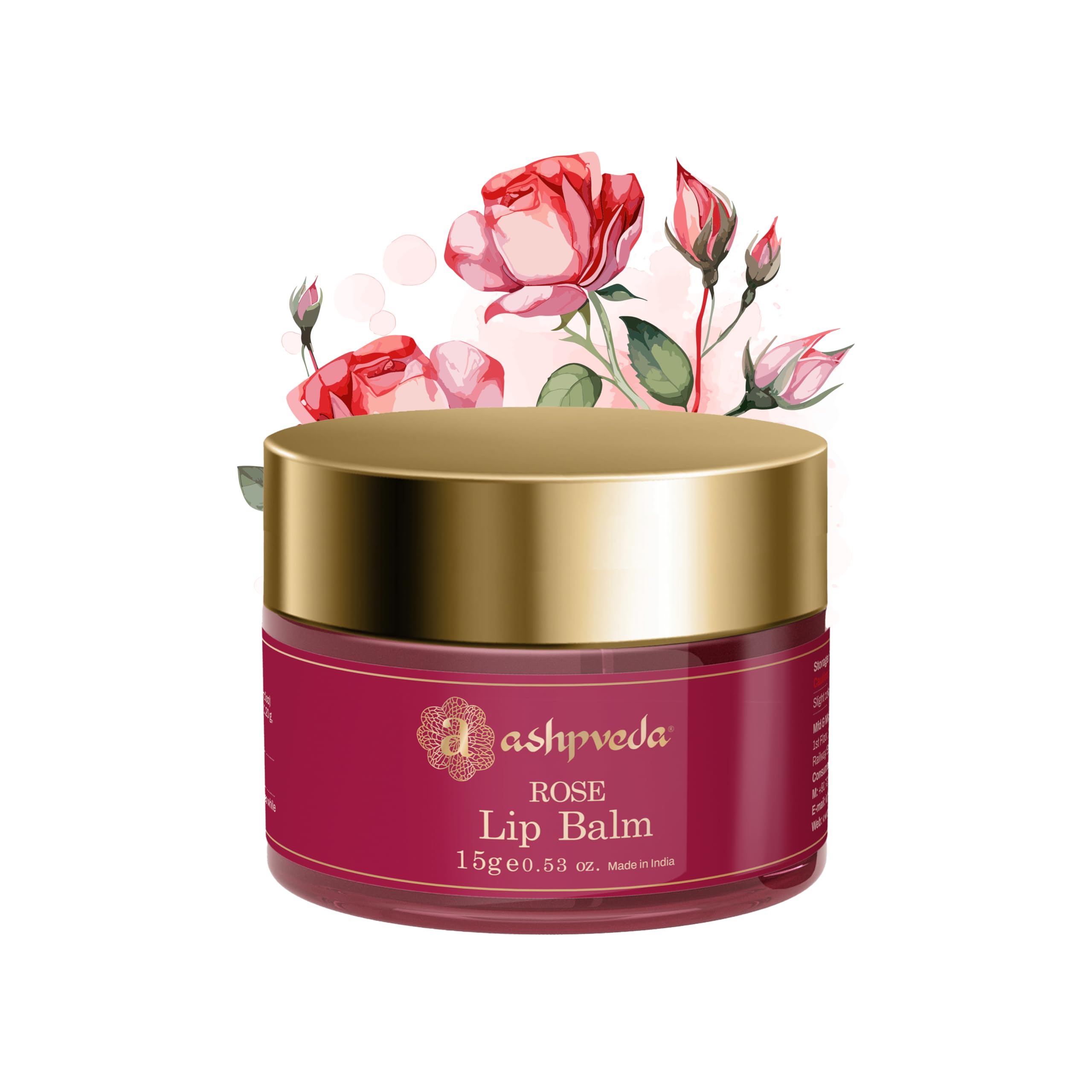 Ashpveda Ayurvedic Rose Petal Lip Balm For Dry & Chapped Lips With Kokum Fruit, Rose Flowers and Almond Oil | Lip UV Protection & Nourishment | Lip Balm with SPF for Soft Pink Lips-image-25