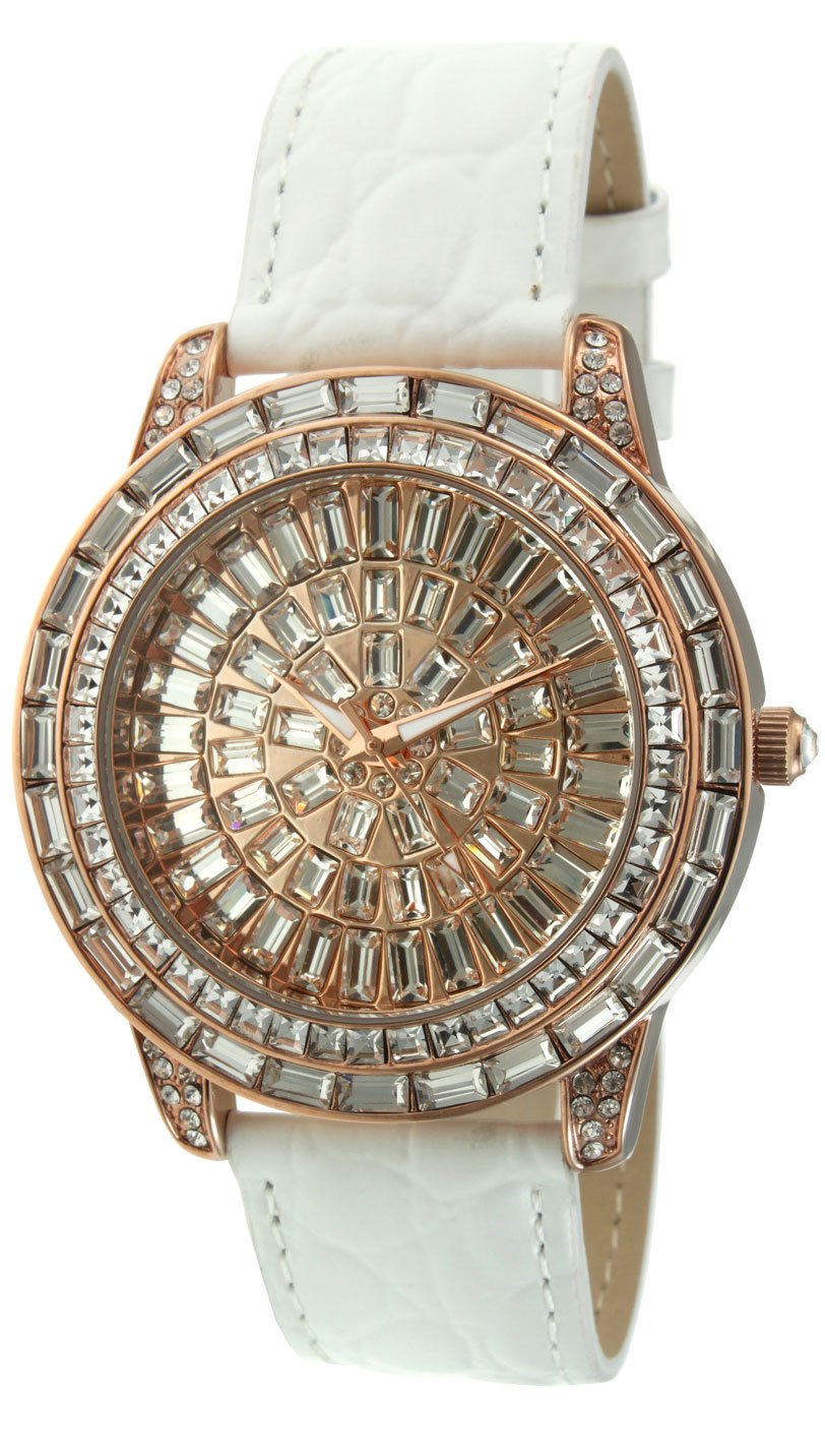 PeugeotWomen's Crystal Couture Leather Bands Elegant Evening Watch