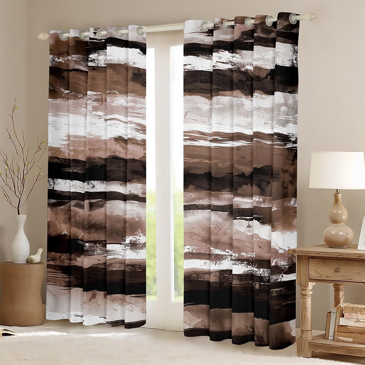 Erosebridal Abstract Grunge Blackout Curtains Watercolor Curtains, Graffiti Drapes Hippie Fluid Ink Bedroom Decor, Aesthetic Oil Painting Window Treatments