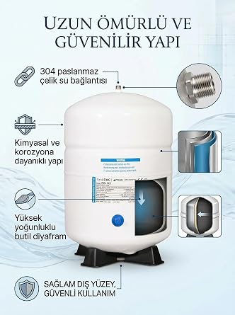 Su Arıtma Sistemleri NSF Onaylı 8 Lt Su Arıtma Tankı, 2.2 Galon