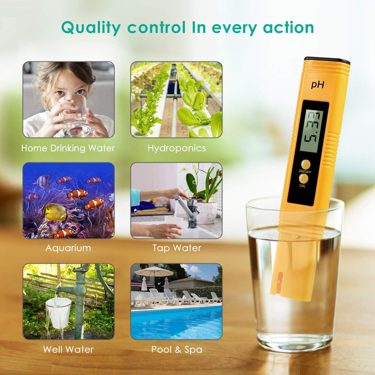 WeekStar Digital, 0.01 High Accuracy Pocket Size Meter/PH 0-14.0 Measuring Range, Quality Tester for Household Drinking Water, Swimming Pools, Aquariums, Yellow
