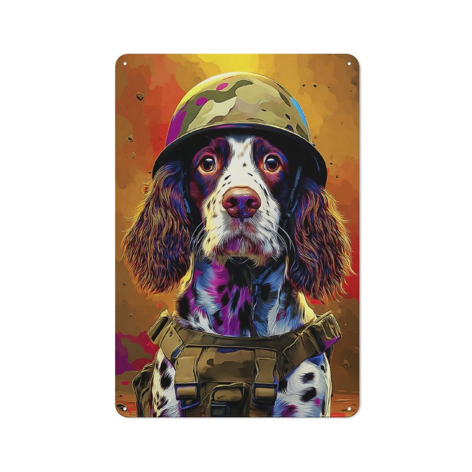 Junmoney Heroic Canine In Camouflage Gear Tin Wall Plaque 30X20cm With For Bar Or Restaurant, Suited To Restaurant Interior Fans