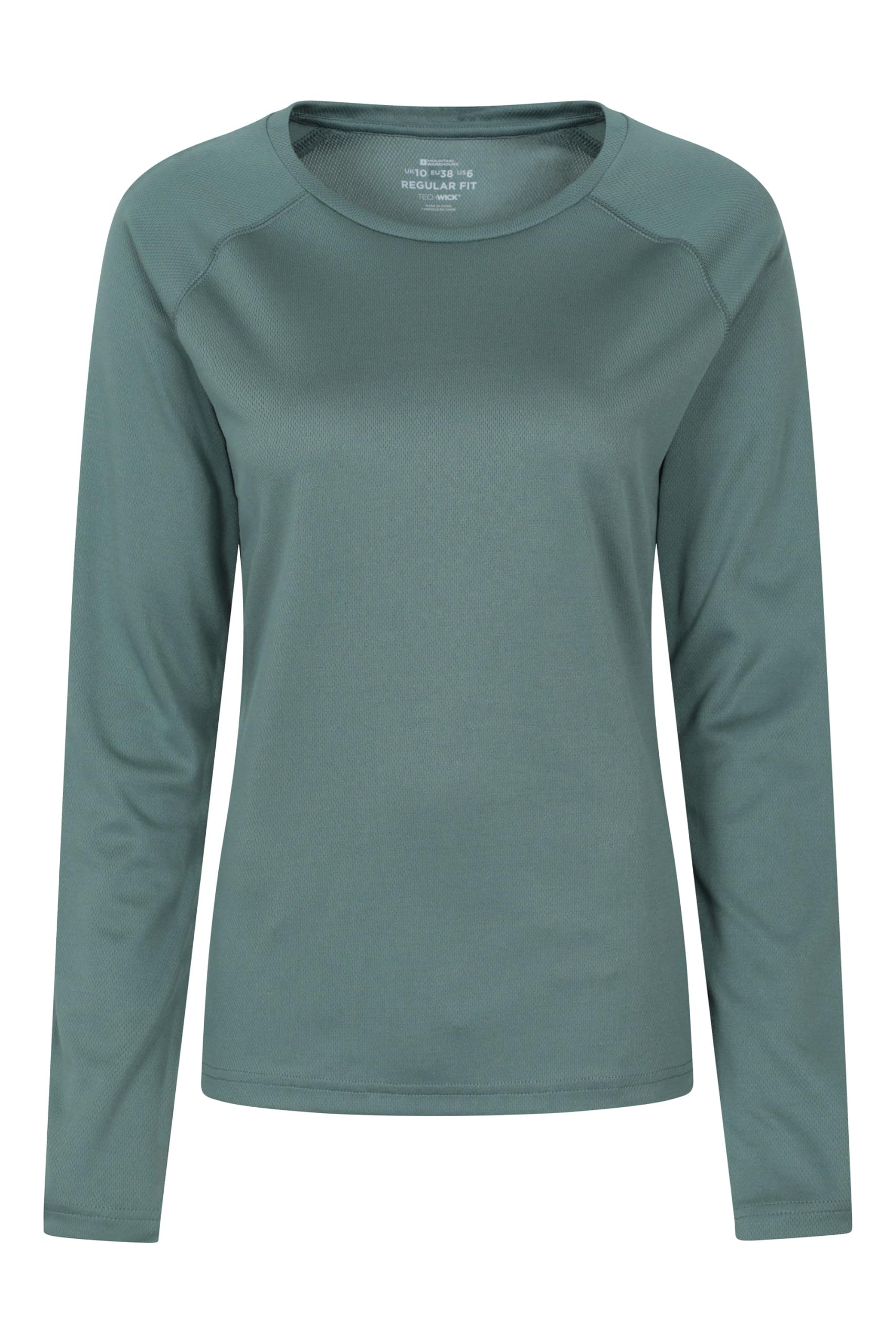 Mountain Warehouse Endurance Womens Top - Lightweight Ladies Top, Long Sleeve Tee, Quick Drying Tshirt, UV Protection Tee Shirt - for Spring Summer Travel Light Khaki Women's Size 12
