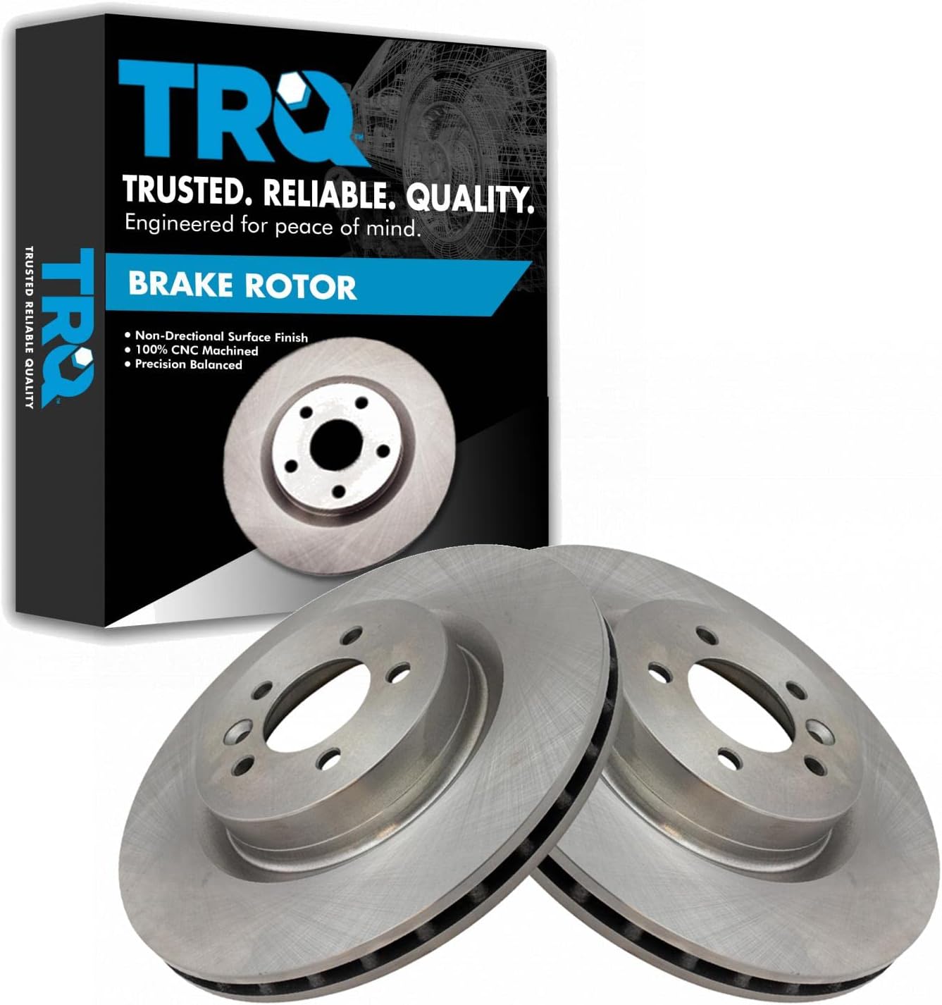 TRQ Front Brake Rotors Set Vented Compatible with 2017 Land Rover Discovery 2010-2016 LR4 2014-2017 Range Rover 2006-2017 Range Rover Sport