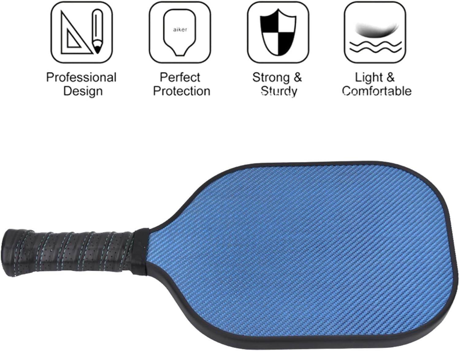 Paddle Racquet Blue, Lightweight 236g PP Honeycomb Core with Electroplating Surface - Superior Grip for Spin and Control, Cushioned Handle for Comfort, Edge Guard