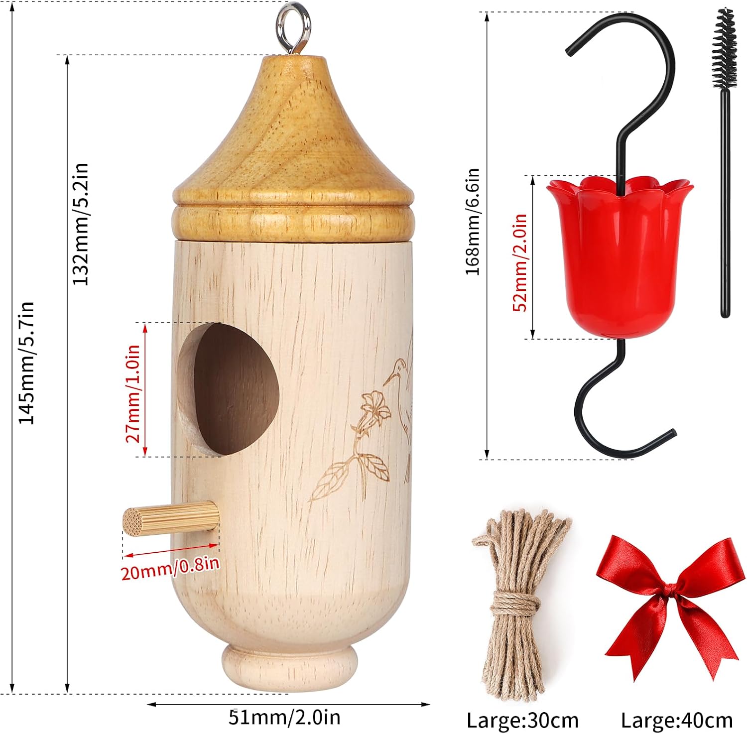 Hummingbird House, 3pcs Wooden Hummingbird Houses for Outside for Nesting, Gardening Gifts Home Decoration