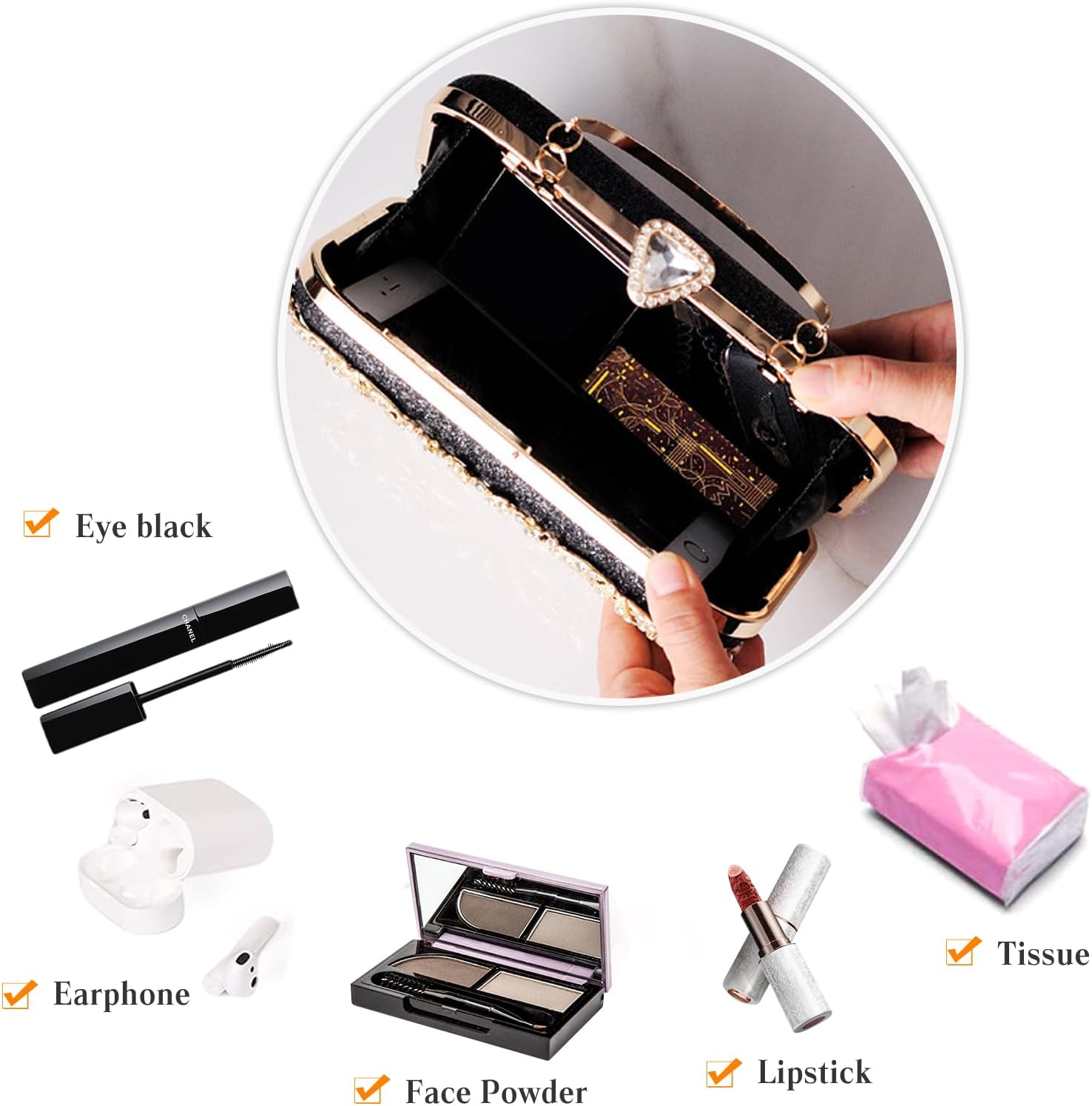 CORIOS Rhinestone Flower Evening Bag for Women Sparkly Sequin Purse Crystal Clutch Bag Bridal Wedding Handbag Shoulder Bag