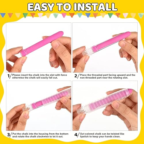 Miniatura 6 de ZHBDMGK Juego de tizas para acera con soporte para niños, 12 tizas para niños pequeños en 12 colores para pizarra de dibujo, juguetes de escritura,