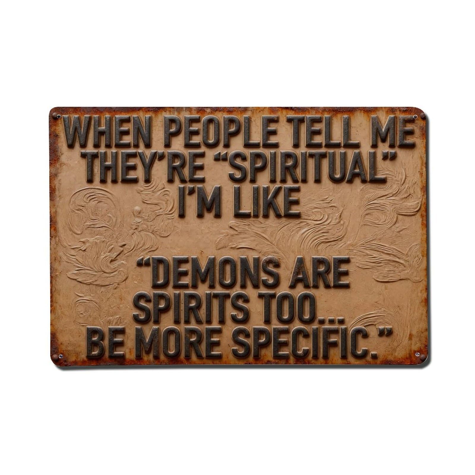 Iageret Vintage When People Tell Me Theyre Spiritual Im Metal Tin Sign Retro Wall Decor, Bar Garage Cafe Kitchen Home Wall Art Poster Decoration 8X12inches
