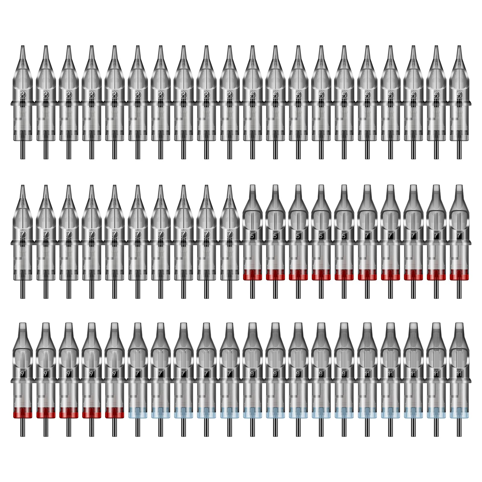 Tatooine Tattoo Patrone Nadeln - 60PCS Gemischte Tattoo Nadeln 3RL 5RL 7RL 5M1 7M1 9M1 7RM 9RM 11RM für Tattoo-Maschine