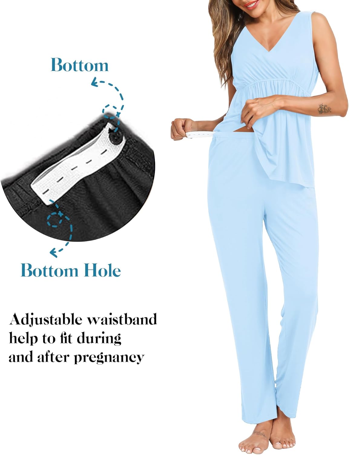 SWOMOG Maternity Nursing Robe Set 3 Piece Postpartum Breastfeeding Pajamas 3 in 1 Hospital Labor Delivery Pregnancy Pjs